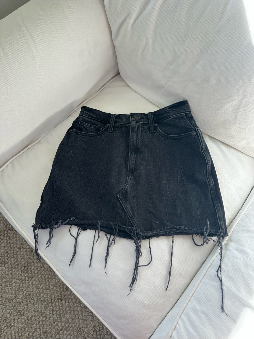 Abercrombie & Fitch Black Distressed Frayed Hem Mini Skirt